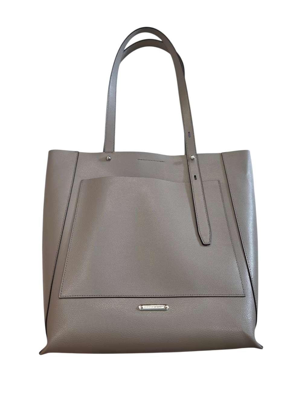Rebecca Minkoff Minimalist Carry-all Grey Taupe Leather Tote with Front Pocket